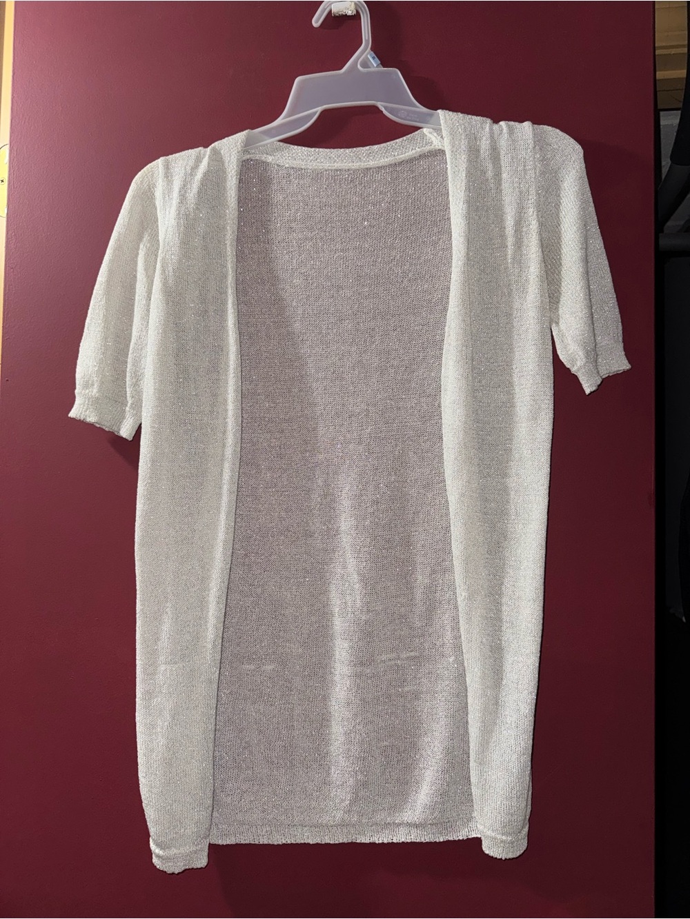 SHEIN White Short-Sleeve Open-Front Knit Cardigan